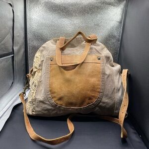 654Myra bag weekender abridge Shoulder bag canvas and cowhide